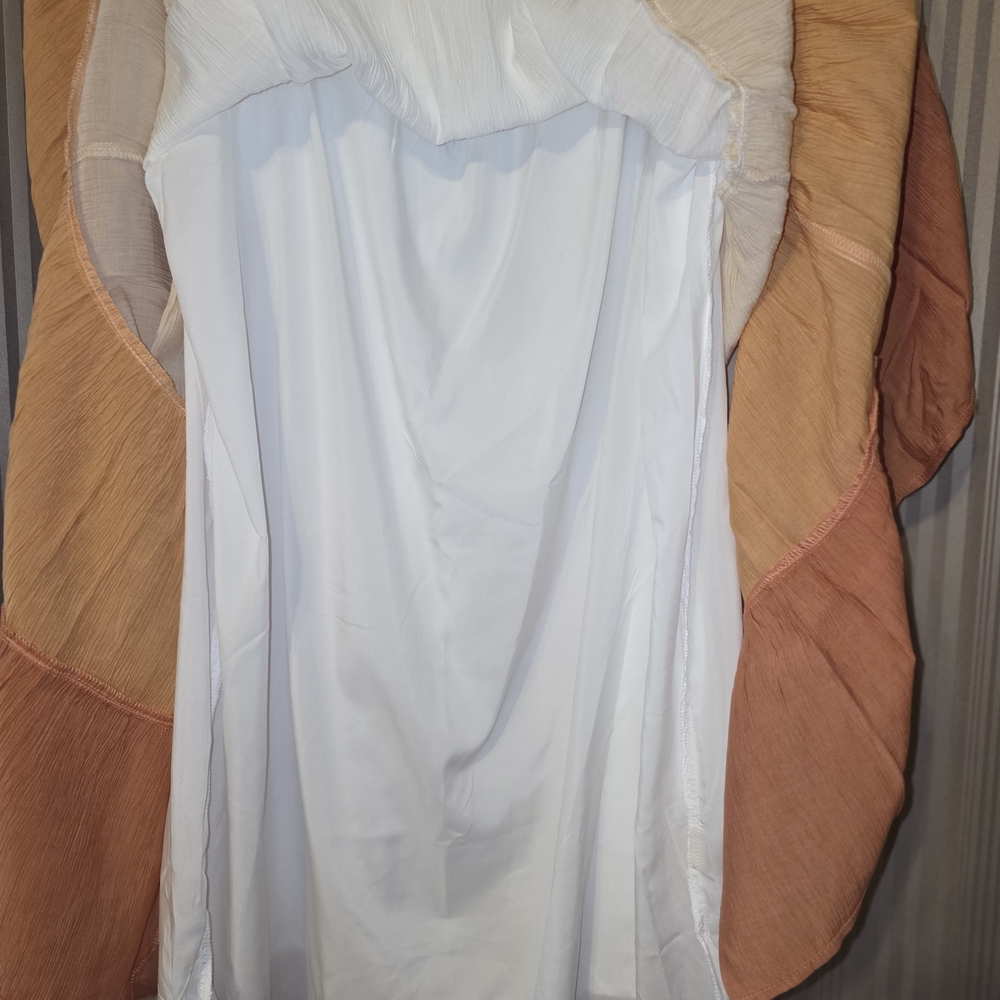 Hem & Thread White and Orange Tiered Mini Dress - Picture 4 of 5